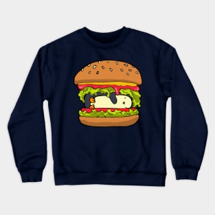 Penguin hiding in a burger Crewneck Sweatshirt